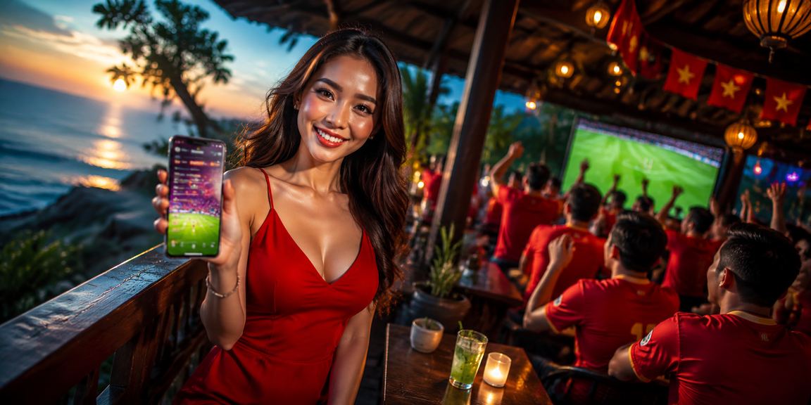 Người dùng tại Đà Lạt xem thông tin cá cược bóng đá và khuyến mãi thể thao trên điện thoại giữa khung cảnh thoáng đãng