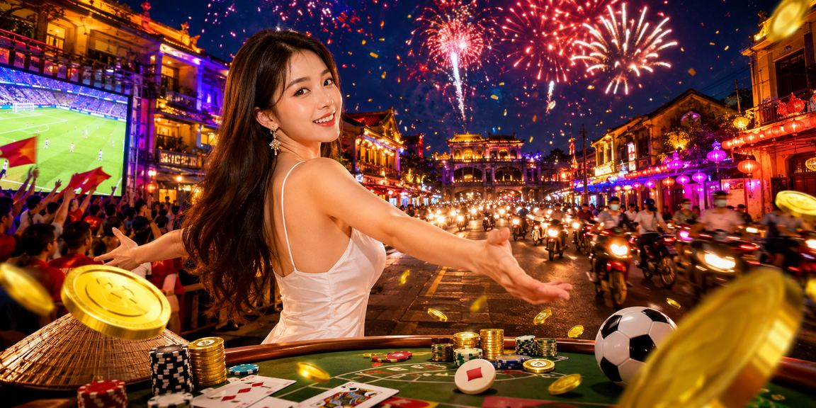Bàn game bài neon tại Huế với bầu không khí giải trí sôi động và giao diện điện thoại hiện đại